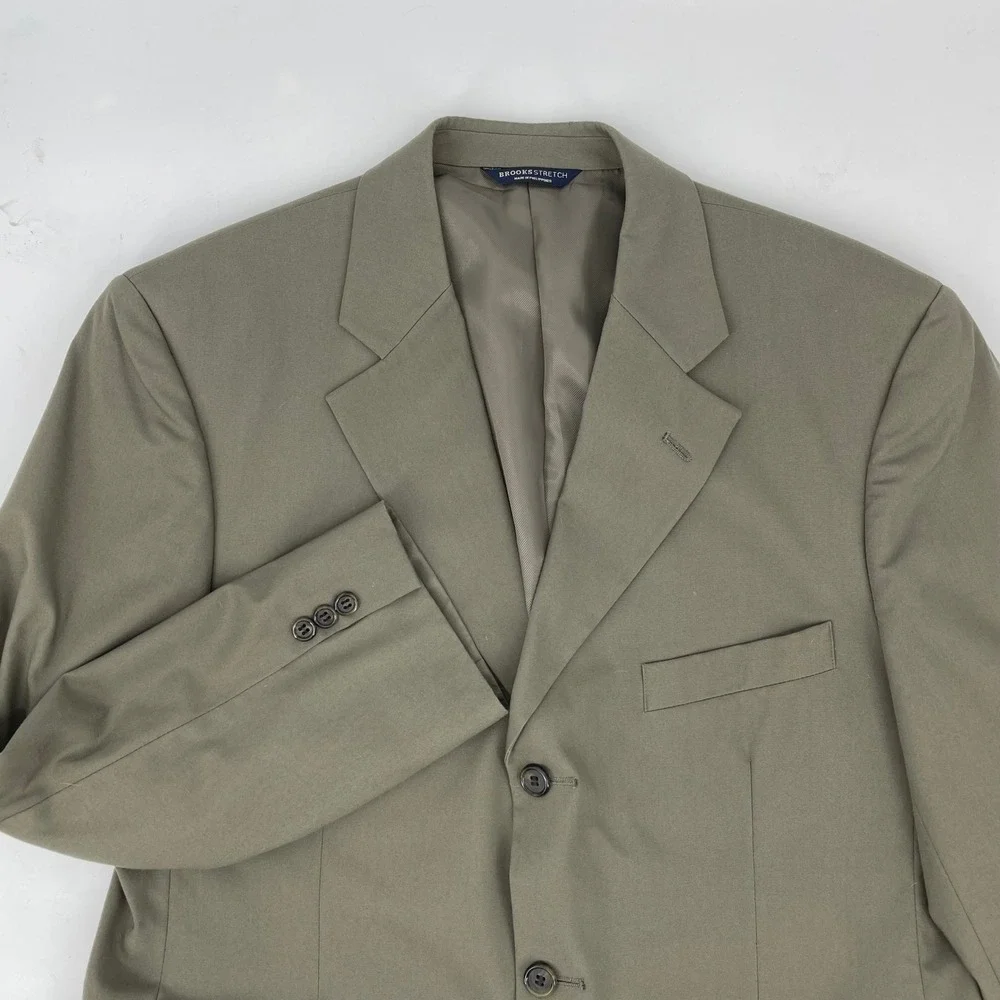 Brooks Brothers Stretch Men's 41R Blazer Sport Coat Khaki Olive 2 Button Classic